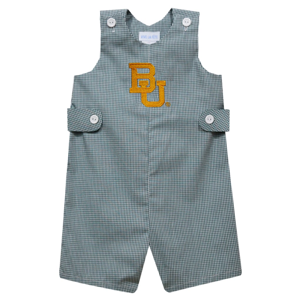 Baylor Bears Vive La Fete Infant Gingham Jon Jon Romper - Green
