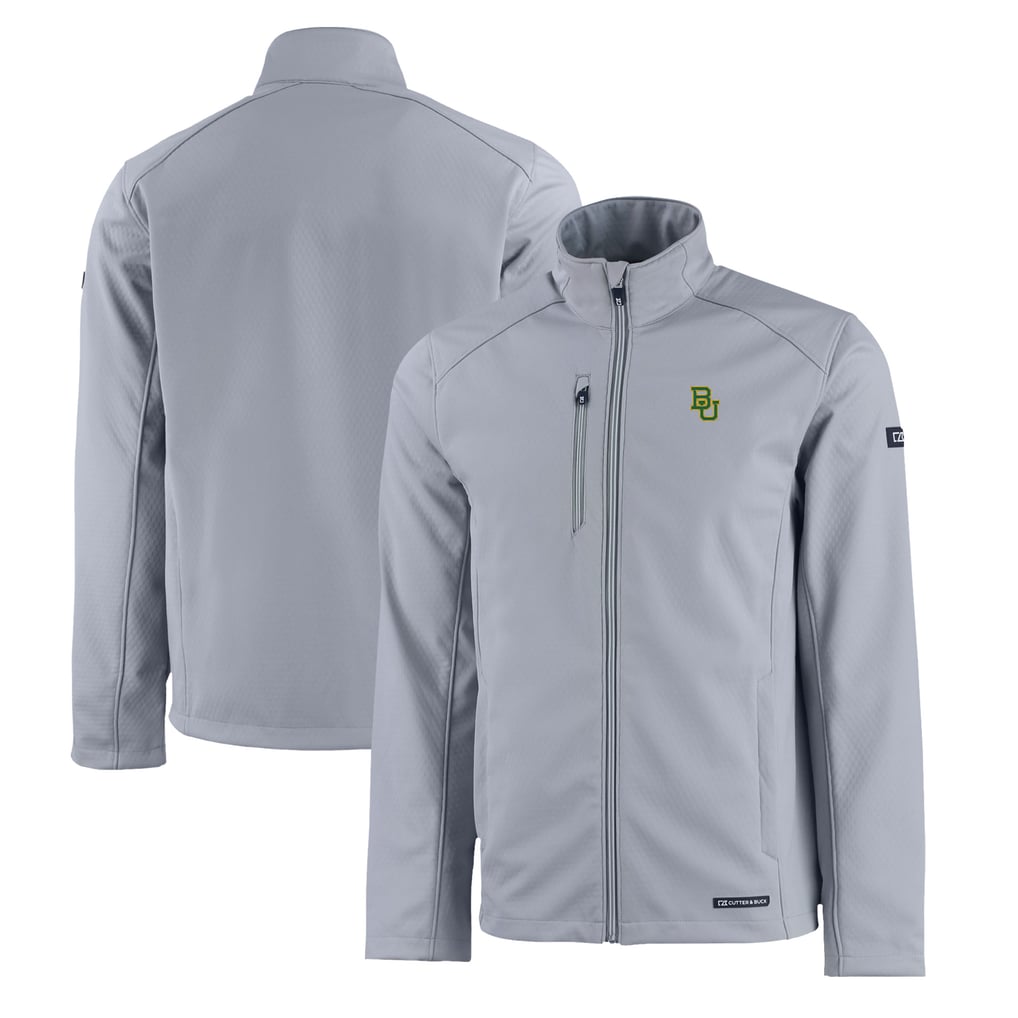  Baylor Bears Cutter & Buck Evoke Eco Softshell Recycled Full-Zip Jacket - Gray
