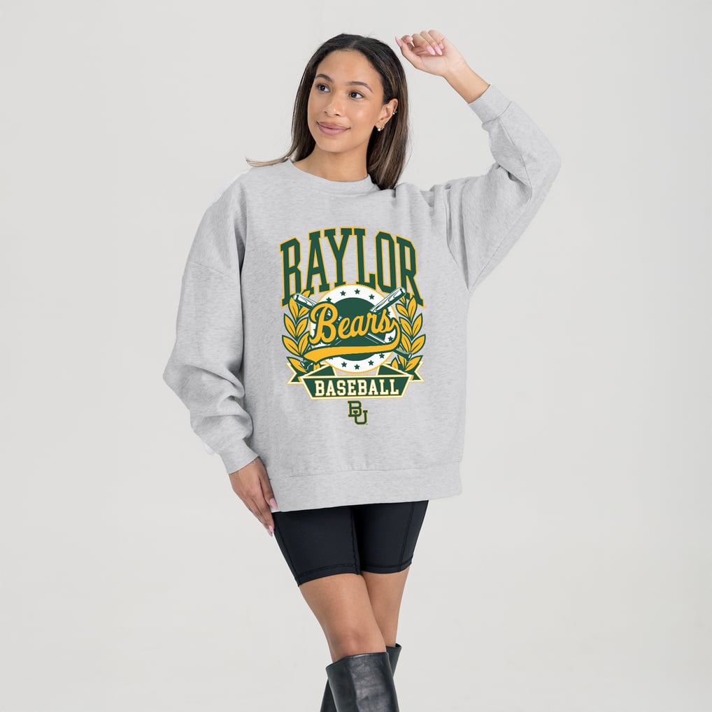 Baylor Bears Gameday Couture Women's Baseball Premium Fleece Drop Pullover Sweatshirt - Gray