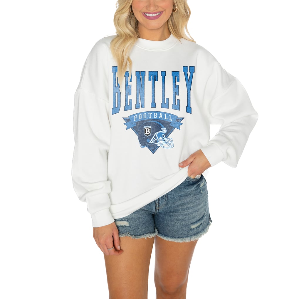 Bentley Falcons Gameday Couture Women's Oversized Drop Shoulder Fleece Drop Pullover Sweatshirt - White