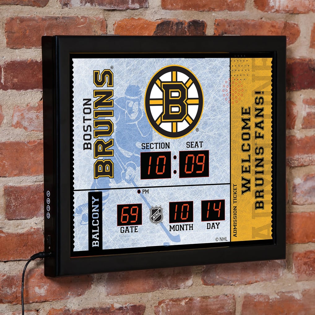  Boston Bruins 15" x 19" Bluetooth Scoreboard Wall Clock