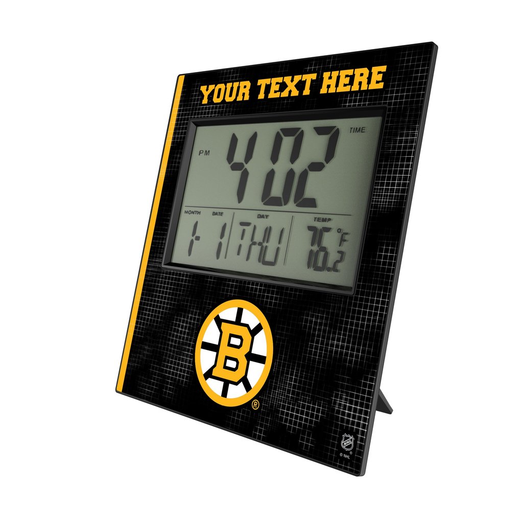 Boston Bruins Keyscaper Cross Hatch Personalized Digital Desk Clock
