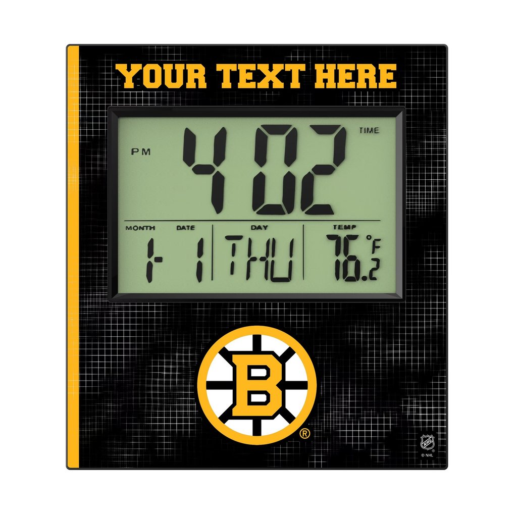 Boston Bruins Keyscaper Cross Hatch Personalized Digital Desk Clock