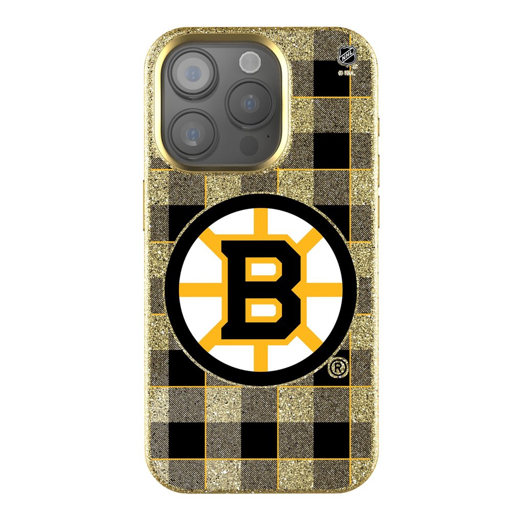 Boston Bruins Keyscaper Plaid Bling iPhone Case
