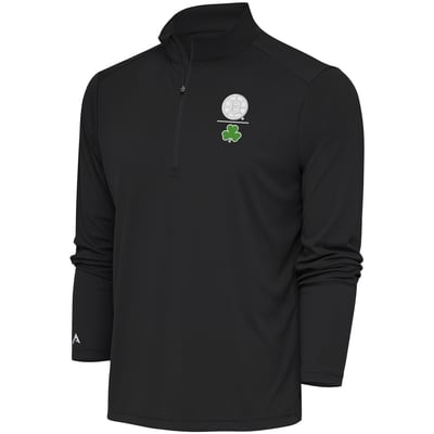  Boston Bruins Antigua Shamrock Tribute Quarter-Zip Pullover Top - Charcoal