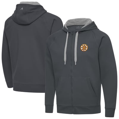 Boston Bruins Antigua Victory Full-Zip Hoodie - Charcoal