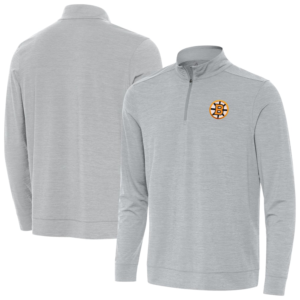Boston Bruins Antigua Bright Quarter-Zip Pullover - Heather Gray