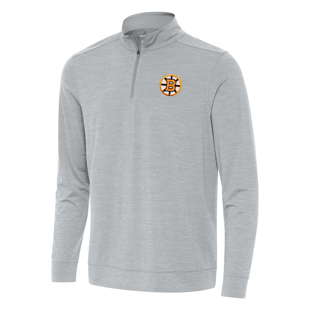 Boston Bruins Antigua Bright Quarter-Zip Pullover - Heather Gray