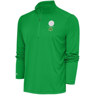  Boston Bruins Antigua Shamrock Tribute Quarter-Zip Pullover Top - Kelly Green