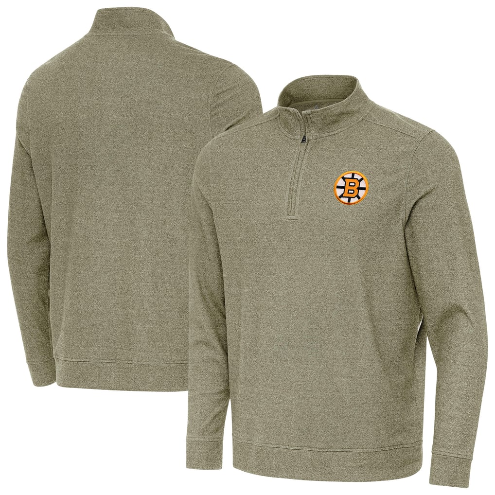 Boston Bruins Antigua Subtle Quarter-Zip Sweatshirt - Olive
