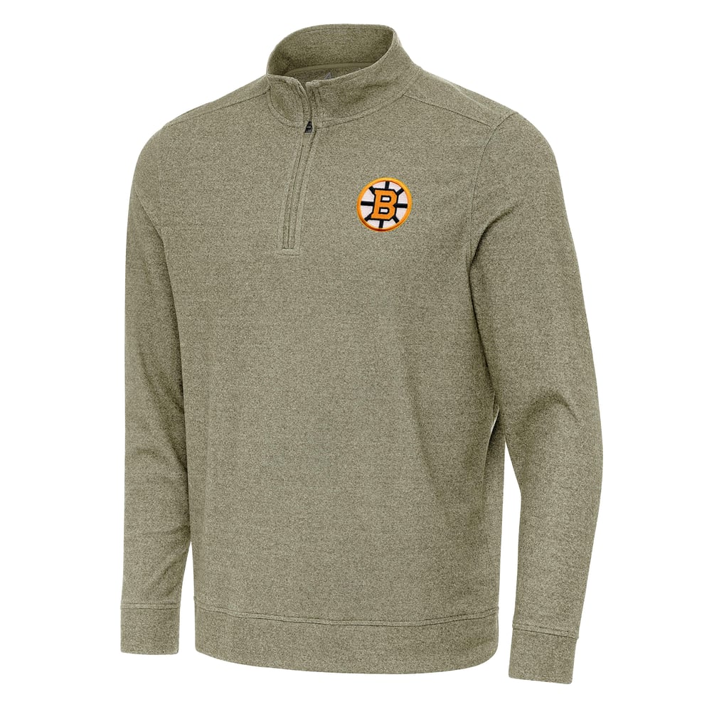 Boston Bruins Antigua Subtle Quarter-Zip Sweatshirt - Olive