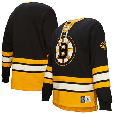 Boston Bruins Heritage Lace-Up Pullover Sweatshirt - Black