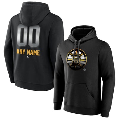 Boston Bruins Personalized Midnight Mascot Logo Pullover Hoodie - Black