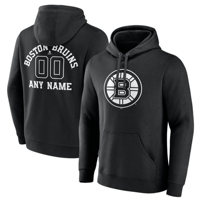  Boston Bruins Personalized Name & Number Monochrome Pullover Hoodie - Black