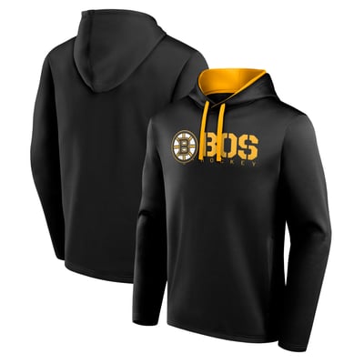 Boston Bruins Logo Athletic Head Start Pullover Hoodie - Black