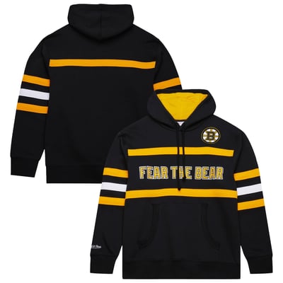Boston Bruins Mitchell & Ness Head Coach Slogan Pullover Hoodie - Black