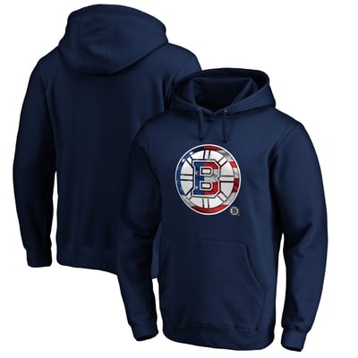Boston Bruins Banner Wave Logo Pullover Hoodie - Navy