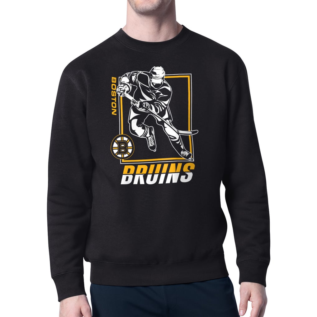 Boston Bruins Starter Player Grid Fleece Pullover Sweatshirt - Black