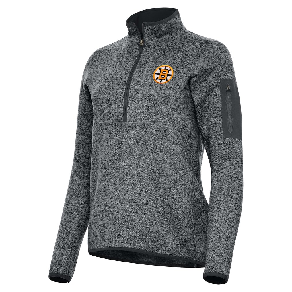 Boston Bruins Antigua Women's Fortune Half-Zip Pullover - Heather Black