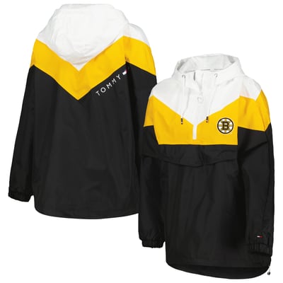 Boston Bruins Tommy Hilfiger Women's Staci Half-Zip Windbreaker Jacket - Black/Gold