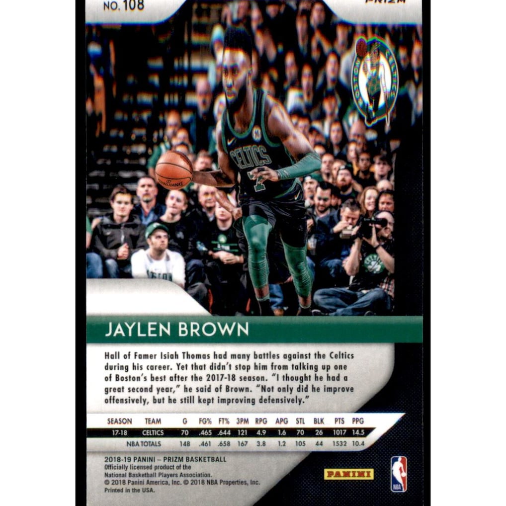 2018-19 Panini Prizm Prizms Ruby Wave #108 Jaylen Brown