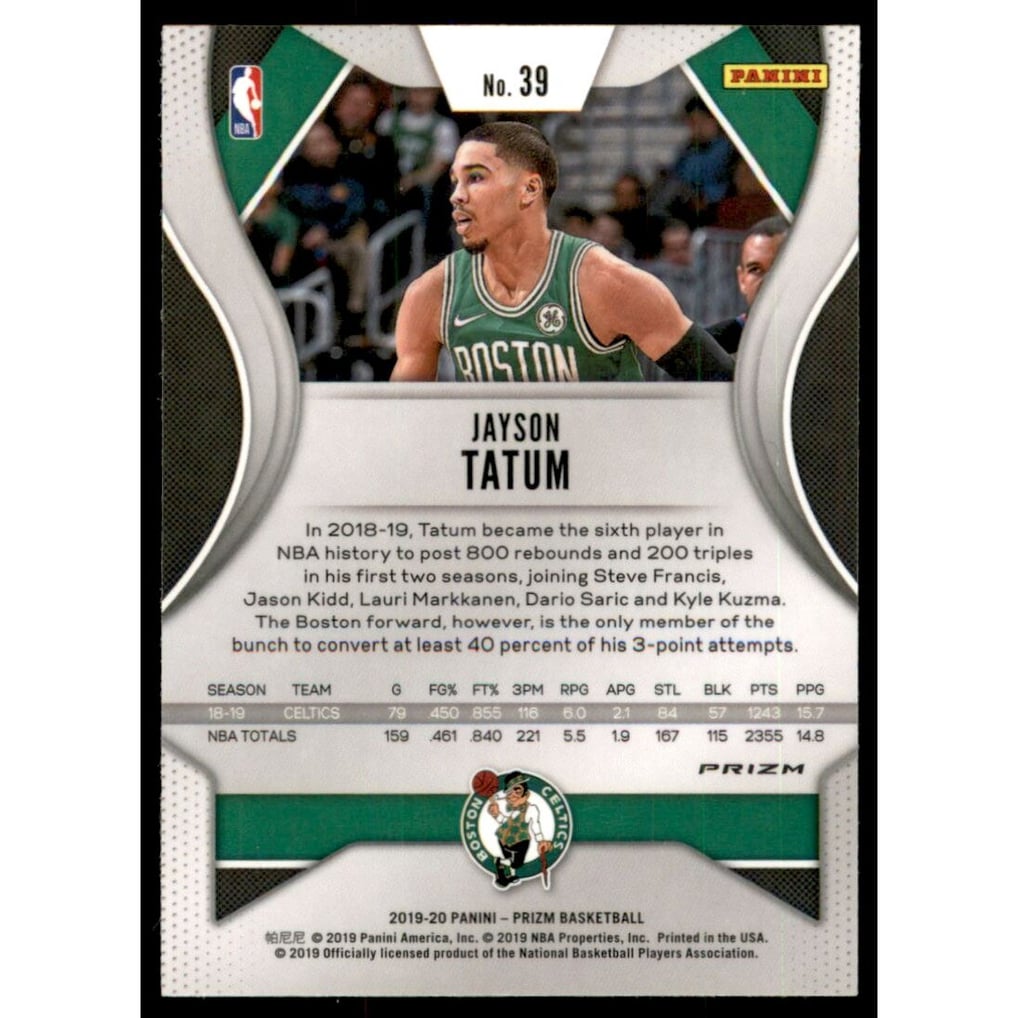 2019-20 Panini Prizm Prizms Ruby Wave #39 Jayson Tatum