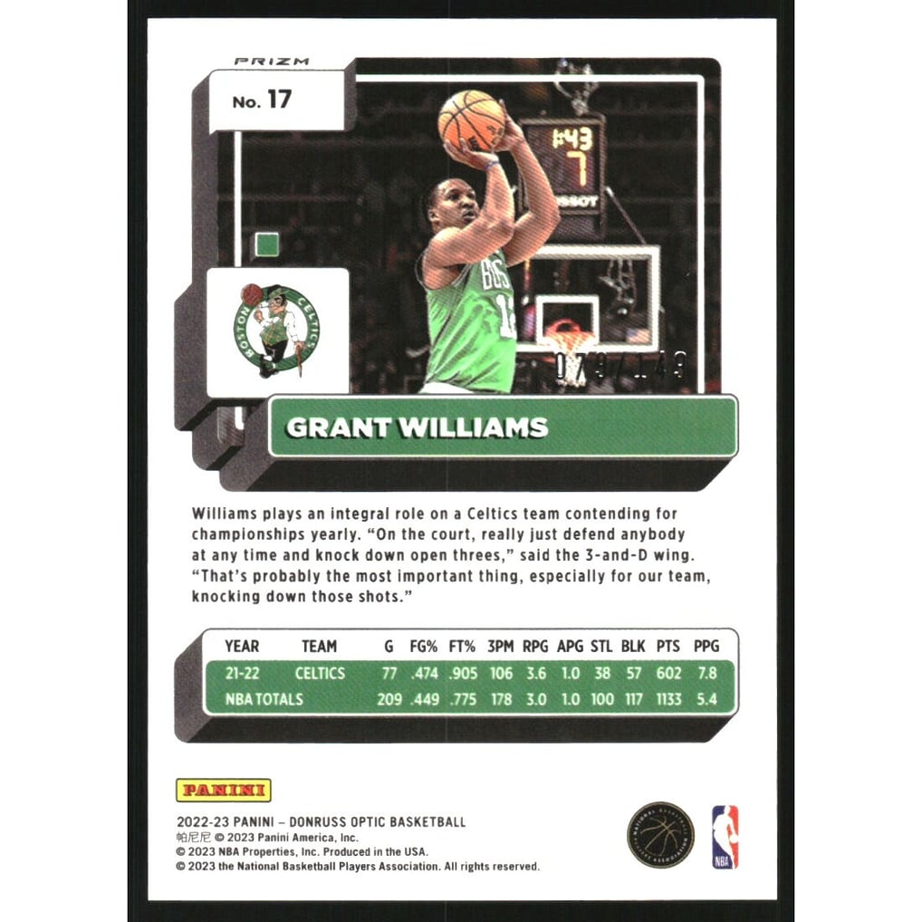 2022-23 Donruss Optic Lime Green #17 Grant Williams