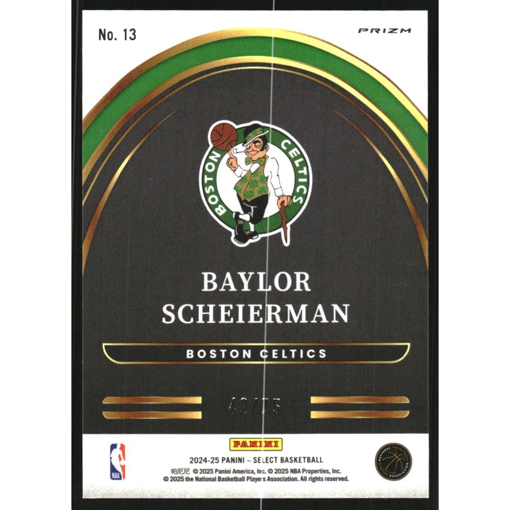 2024-25 Select Select Future Blue Prizms #13 Baylor Scheierman