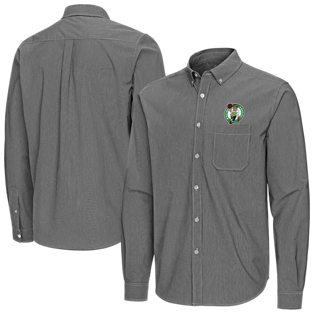 Boston Celtics Antigua Porter Woven Long Sleeve Button-Down Shirt - Black