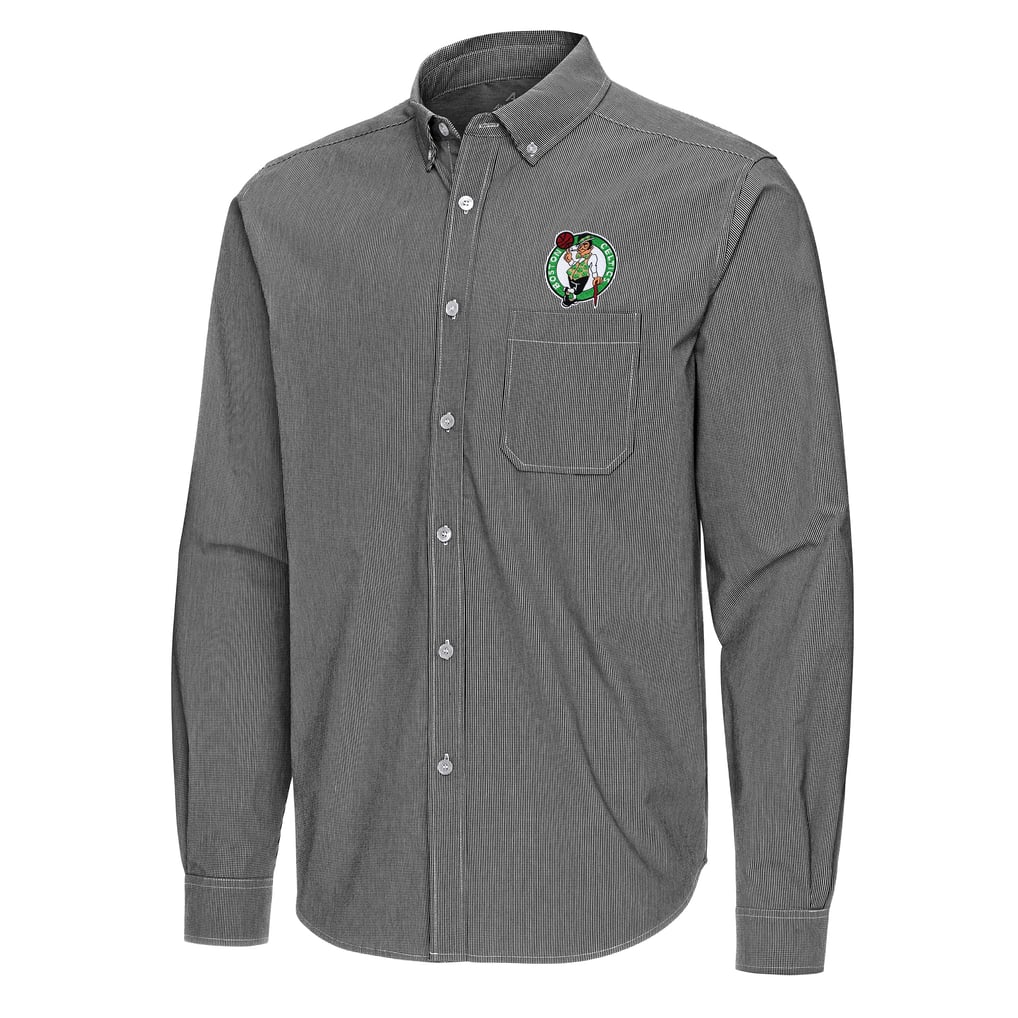 Boston Celtics Antigua Porter Woven Long Sleeve Button-Down Shirt - Black