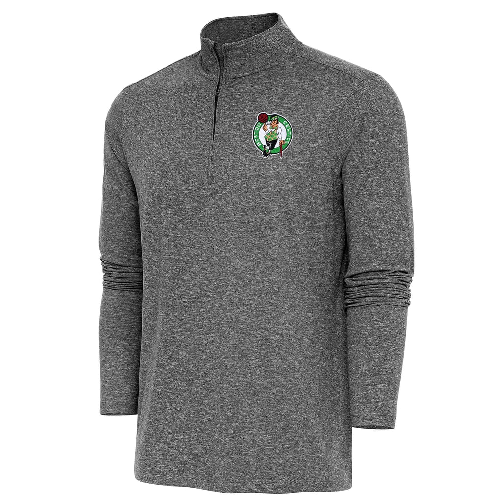  Boston Celtics Antigua Hunk Quarter-Zip Pullover Top - Heather Black