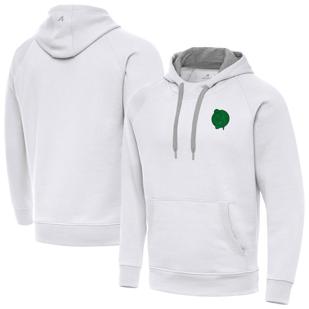 Boston Celtics Antigua St. Patrick's Day Victory Raglan Pullover Hoodie - White