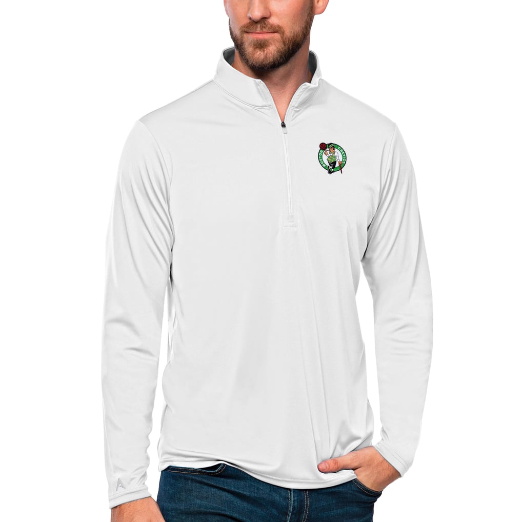 Boston Celtics Antigua Tribute Quarter-Zip Pullover Top - White