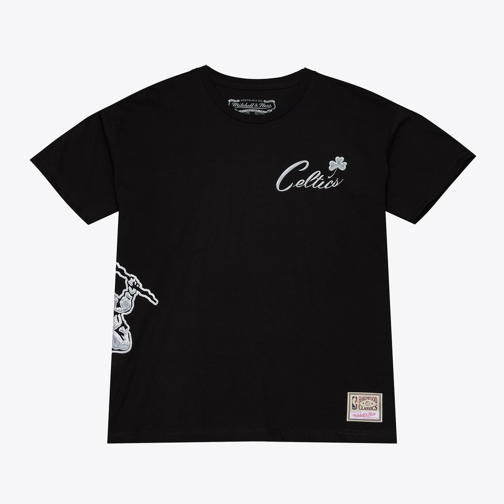Boston Celtics Mitchell & Ness Chrome Heritage T-Shirt - Black