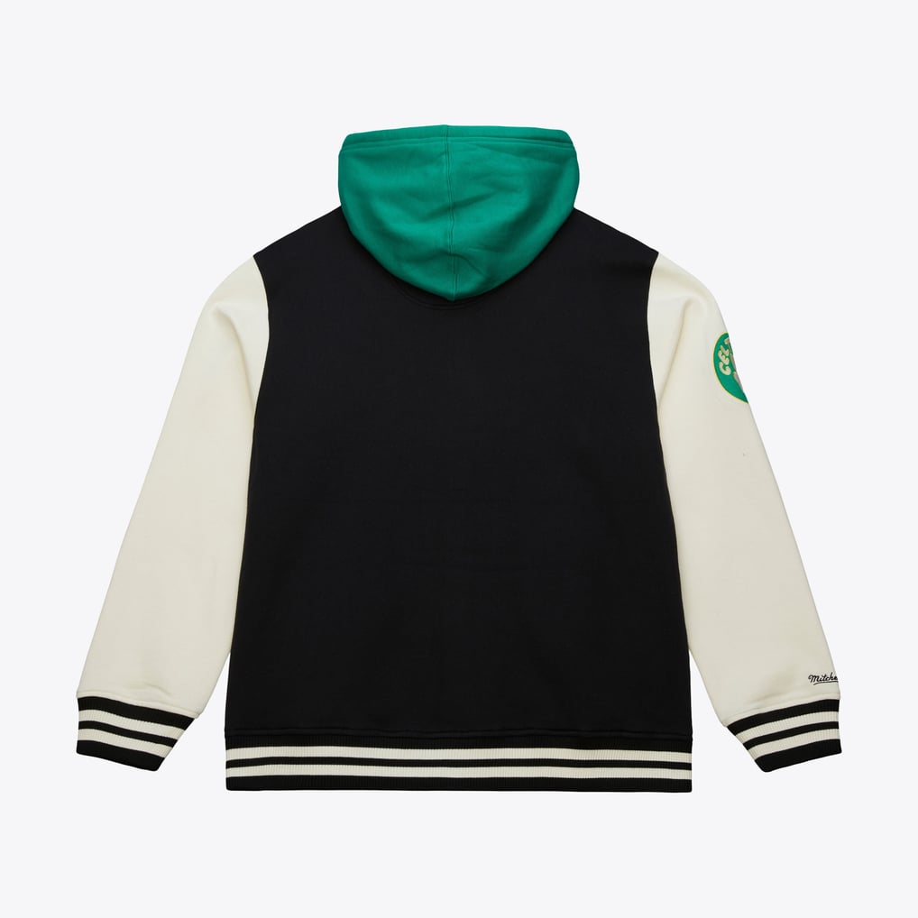  Boston Celtics Mitchell & Ness Vintage Logo Courtside Fleece Full-Button Jacket - Black