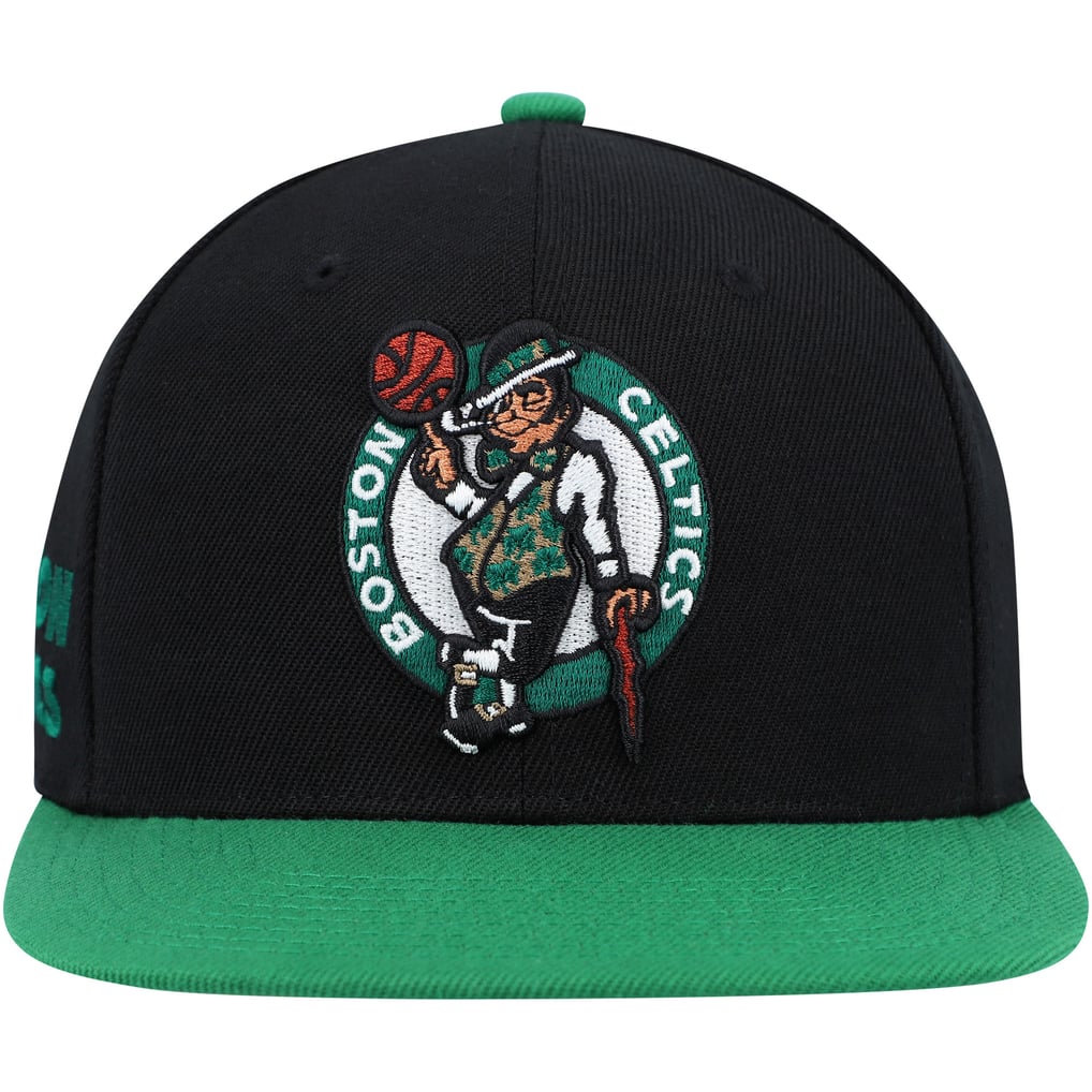 Boston Celtics Mitchell & Ness Side Core 2.0 Snapback Hat - Black/Green