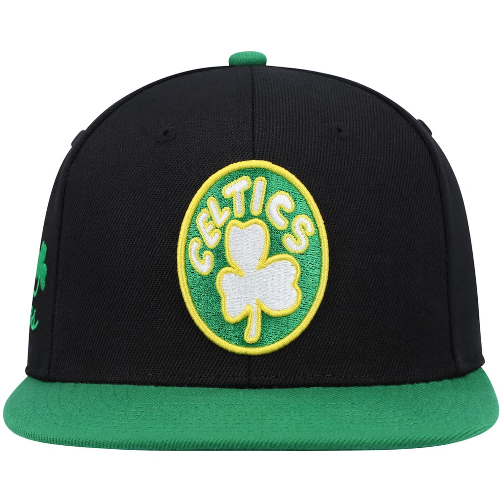 Boston Celtics Mitchell & Ness Hardwood Classics Snapback Hat - Black/Kelly Green