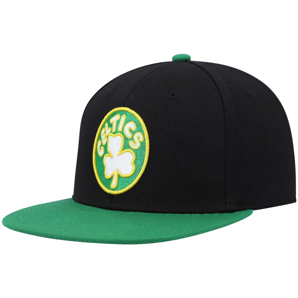 Boston Celtics Mitchell & Ness Hardwood Classics Snapback Hat - Black/Kelly Green