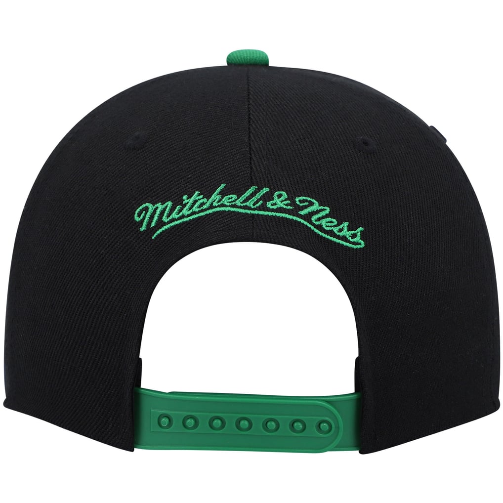 Boston Celtics Mitchell & Ness Hardwood Classics Snapback Hat - Black/Kelly Green