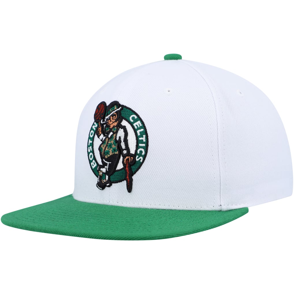 Boston Celtics Mitchell & Ness Side Core 2.0 Snapback Hat - White/Green