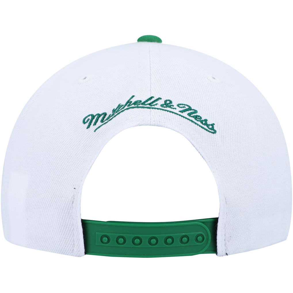 Boston Celtics Mitchell & Ness Side Core 2.0 Snapback Hat - White/Green