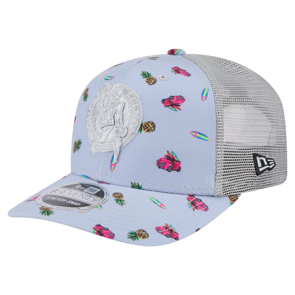 Boston Celtics New Era Adventure Aloha Pattern 9SEVENTY Stretch-Snap Hat - Light Blue/Gray