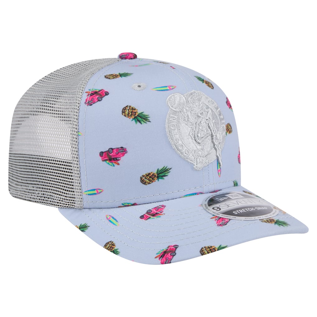Boston Celtics New Era Adventure Aloha Pattern 9SEVENTY Stretch-Snap Hat - Light Blue/Gray