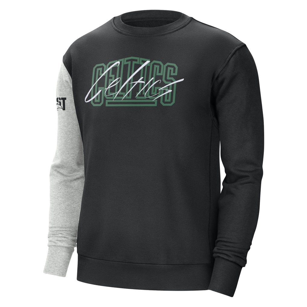Boston Celtics Nike Courtside Versus Force & Flight Pullover Sweatshirt - Black/Heather Gray