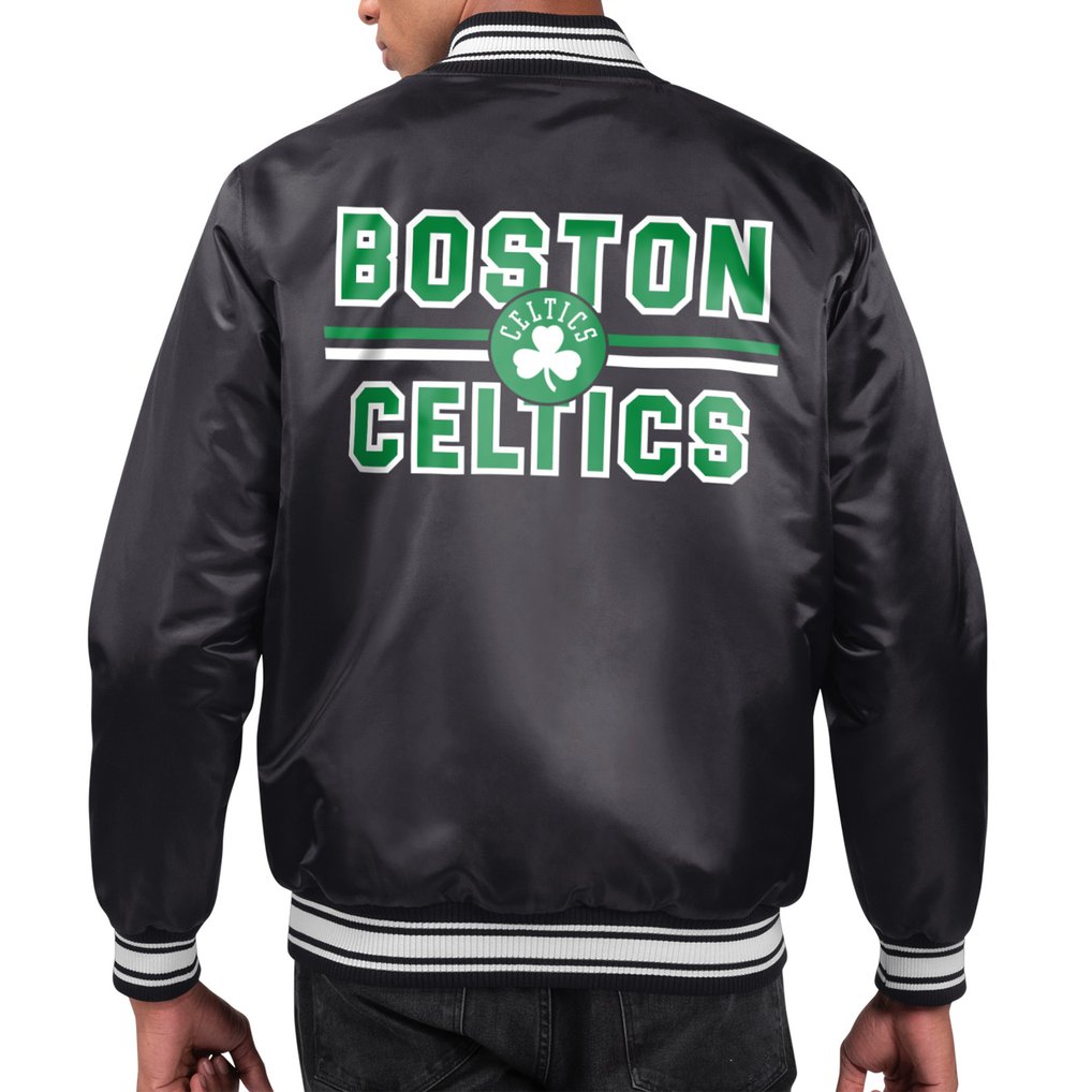  Boston Celtics Starter Printed Team Name Satin Varsity Full-Snap Jacket - Black