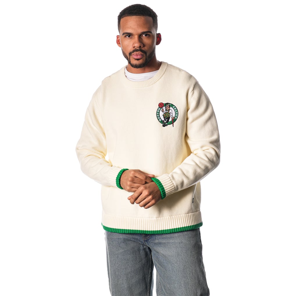 Boston Celtics The Wild Collective Unisex Jacquard Knit Pullover Sweater - Cream