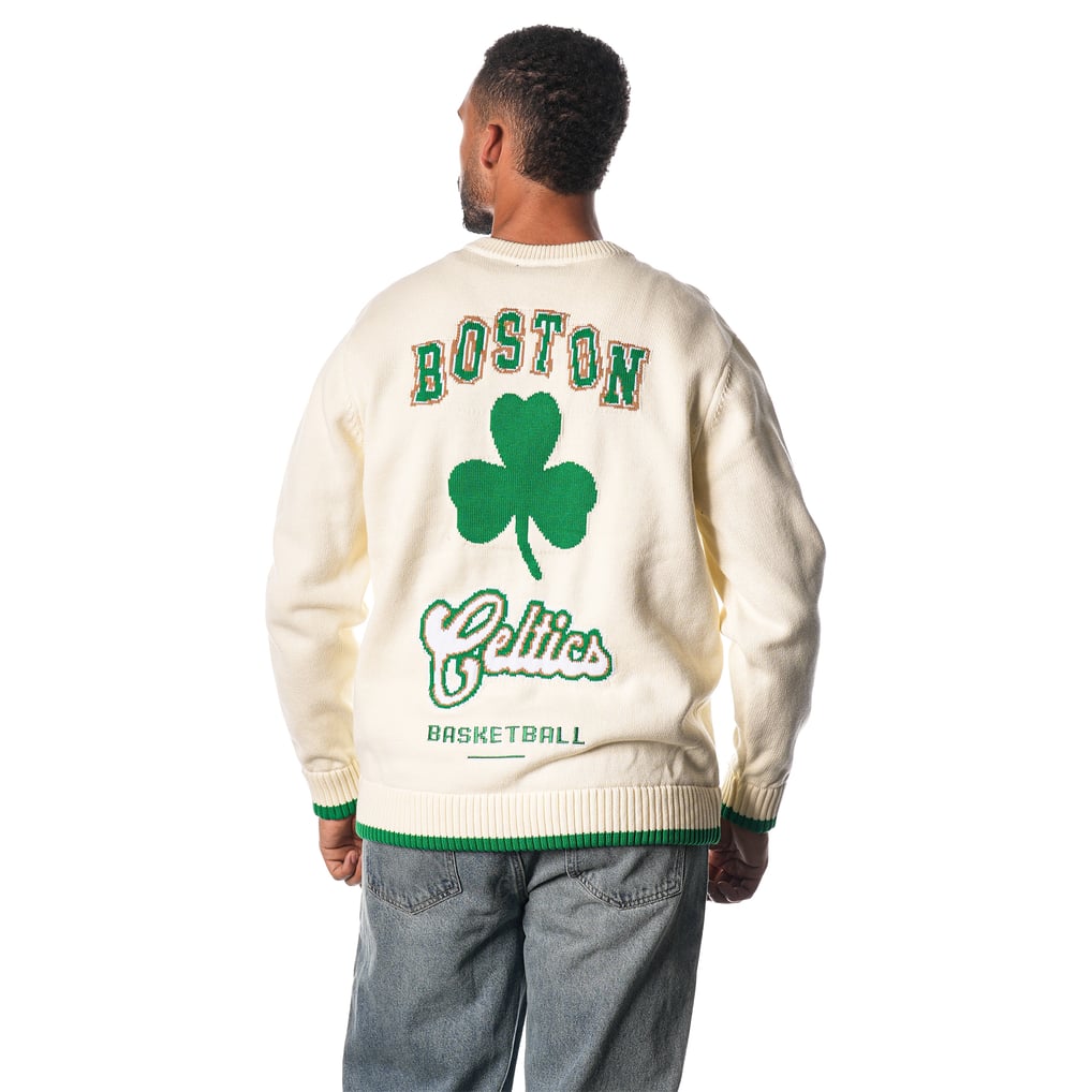 Boston Celtics The Wild Collective Unisex Jacquard Knit Pullover Sweater - Cream