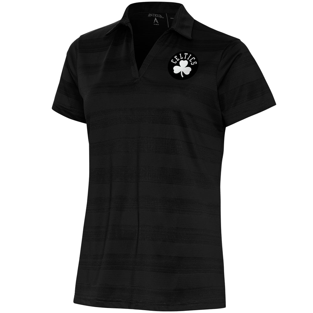  Boston Celtics Antigua Women's Brushed Metallic Compass Polo – Black