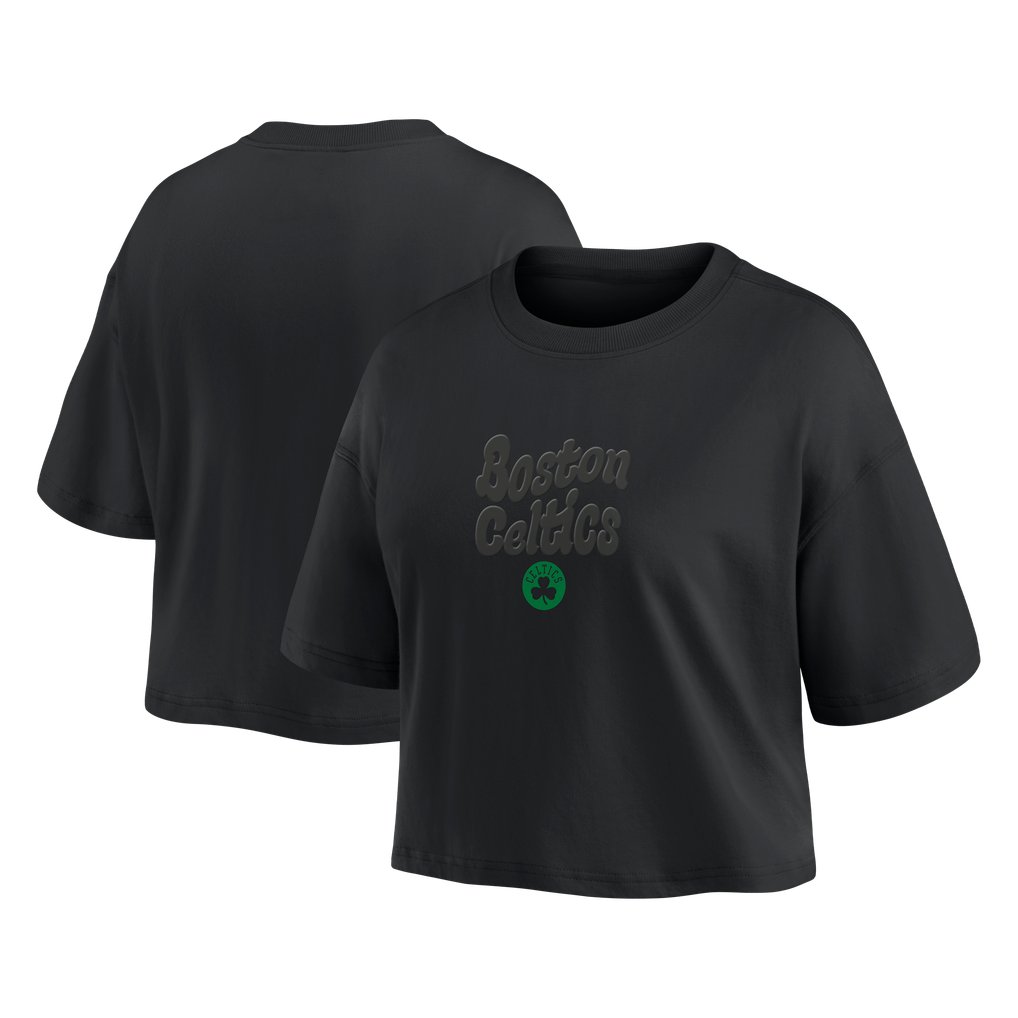 Boston Celtics Fanatics Women's Blackout Wave Cropped Top