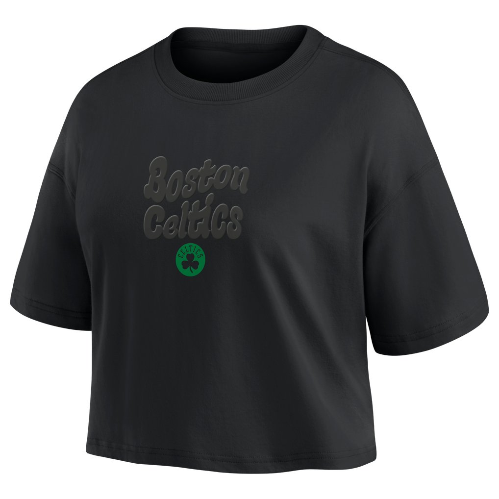 Boston Celtics Fanatics Women's Blackout Wave Cropped Top